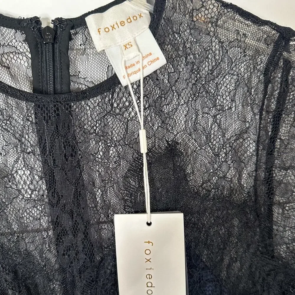 NEW Foxiedox Nixie Lace Wide Leg Illusion Neck Jumpsuit, NWT, Size XS, MSRP $189